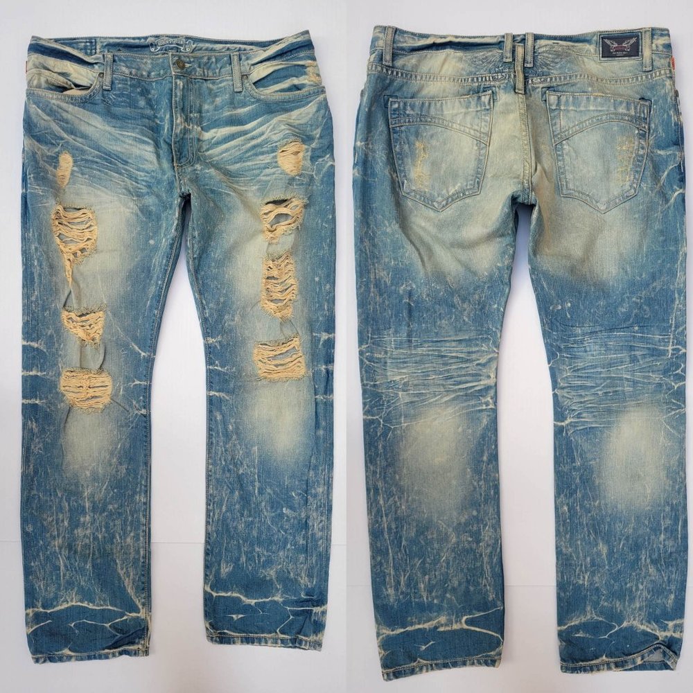 New Men's ROBIN'S JEAN sz 42 Marlon Distress Slim Straight Jeans